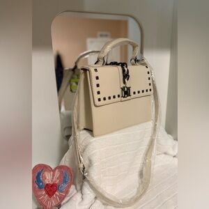 Badgley Mischka Studded Flap Crossbody Bag - Off White (NWT)